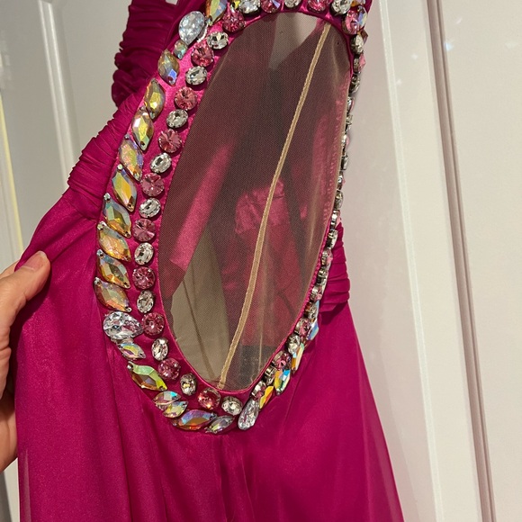 Designer boutique gown La Blanca fushia size 40 fits size 2/4 us worn once - Picture 7 of 11